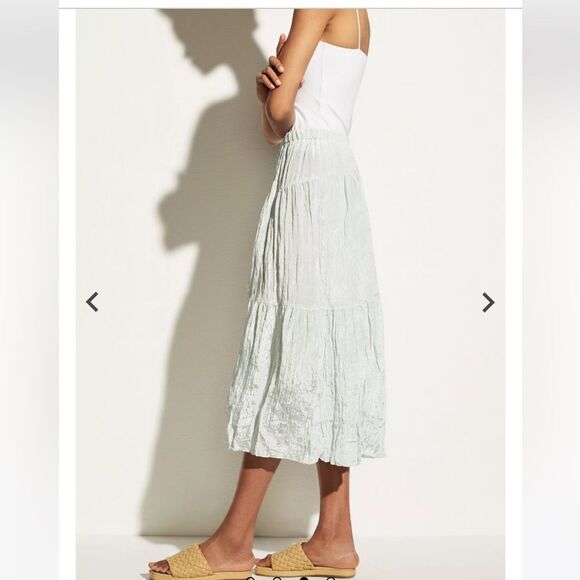NWT Vince Tiered Asymmetric Crinkle Satin Skirt size Small - Picture 11 of 12